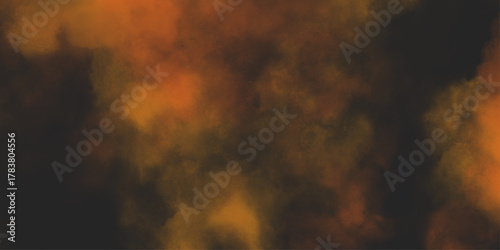 Brown texture. Orange powder explosion on black background. grunge and grainy abstract Flying through stormy brown clouds .