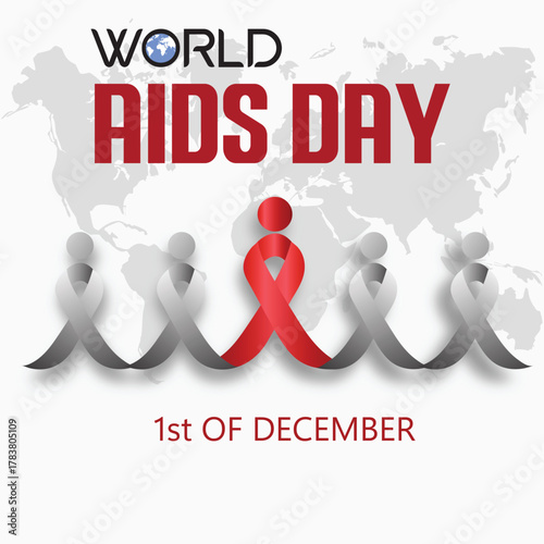 World AIDS Day Global Awareness and Solidarity with Red Ribbon Symbol