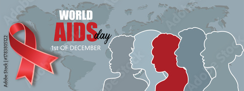 World AIDS Day Global Awareness and Solidarity with Red Ribbon Symbol