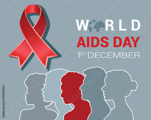 World AIDS Day Global Awareness and Solidarity with Red Ribbon Symbol