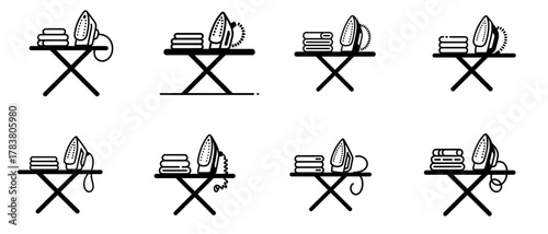 Iron and ironing board icon representing laundry and household cleaning
