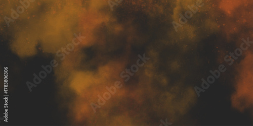 Brown texture. Orange powder explosion on black background. grunge and grainy abstract Flying through stormy brown clouds .