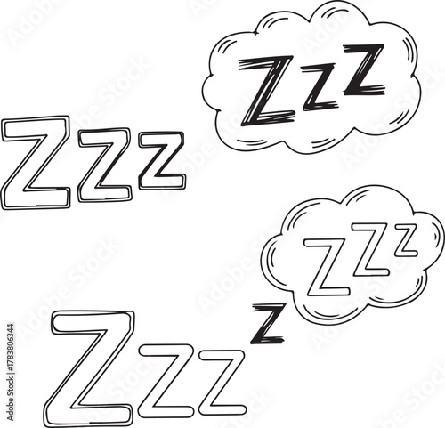 Floating Doodle Zzz Letters Depicting Sleep with Comic Style Clouds on Seamless Pattern