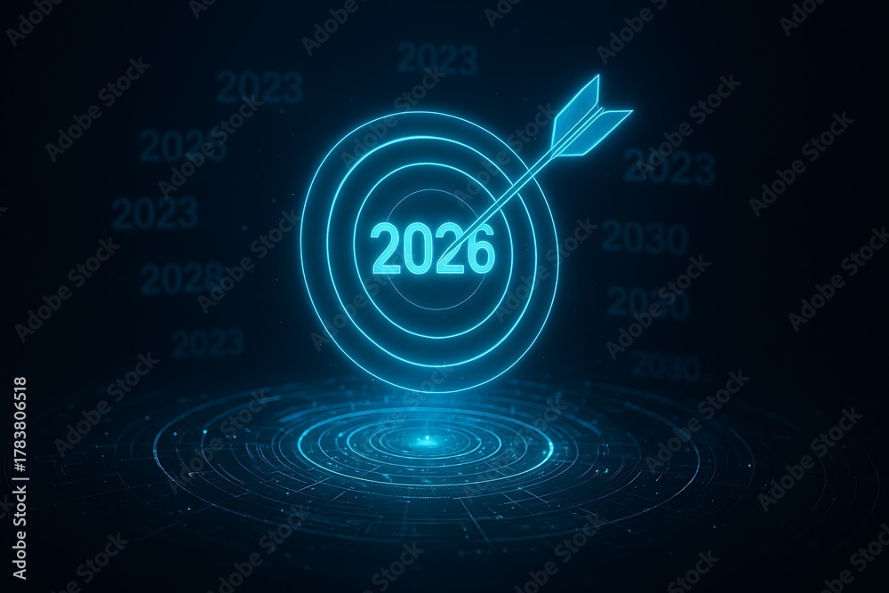 Obraz premium 2026 Target Goal Achieving Future Success in Business Growth