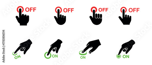 Hand pressing on and off button icon representing control and power switch
and power switch

