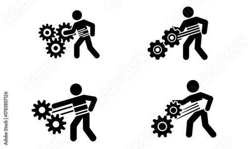 Worker gear icon representing industry technology and teamwork concept
