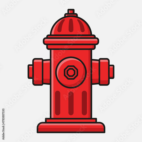 Red Fire Hydrant Illustration Icon for Emergency Safety and Water Supply