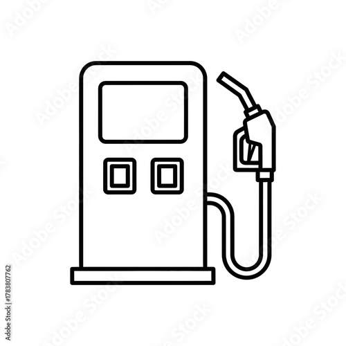 Gas Station Fuel Pump Icon with Nozzle Illustration for Petroleum and Energy