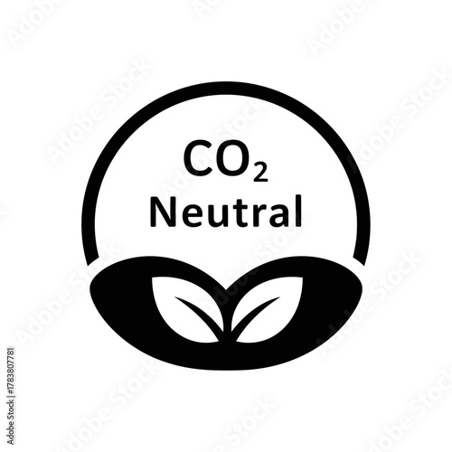 CO2 Neutral Eco Label with Leaf Symbol for Carbon Neutral Sustainability