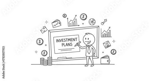 Investment Plans Presentation A Visual Guide to Financial Growth, Strategies for Beginners and Professionals, Featuring Charts, Graphs, and Money Icons for Strategic Planning