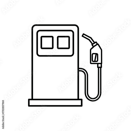 Gas Station Fuel Pump Icon with Nozzle Illustration for Petroleum and Energy
