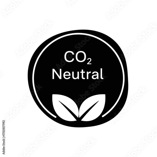 CO2 Neutral Eco Label with Leaf Symbol for Carbon Neutral Sustainability