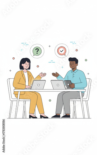 Two People Discussing Business or Job Interview Illustration