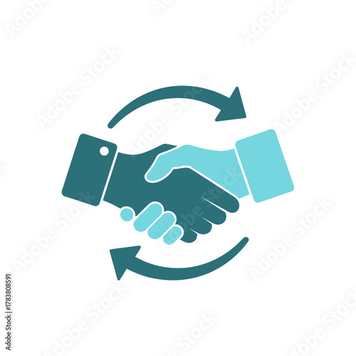 Handshake Partnership Icon with Circular Arrows Business Collaboration Symbol