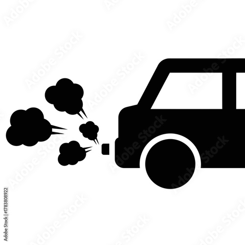 Car Emission Smoke Pollution Silhouette Vector Illustration
