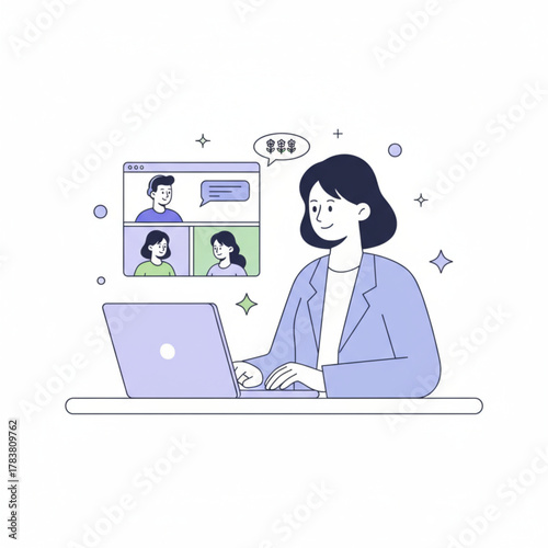 Woman Having Video Conference Meeting on Laptop