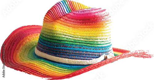 sombrero hat with a rainbow band, on a white background, product photo