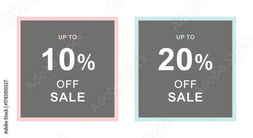 Vector illustration of up to 10 and 20 off sale signs