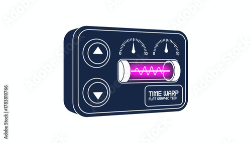 Futuristic Time Warp Device Control Panel Vector Illustration with Glowing Energy Tube