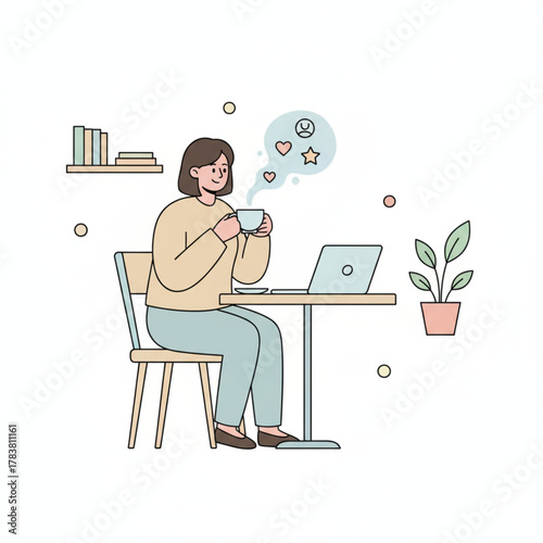 Woman Concentrating on Laptop for E-learning or Remote Study