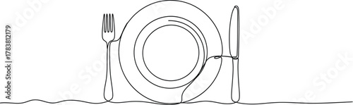  Plate, spoon and fork flatware for dining and table setting decor vector illustration 