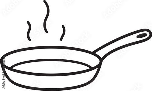 frying pan Line Art Illustration, Coloring Book Page Line Art Drawing