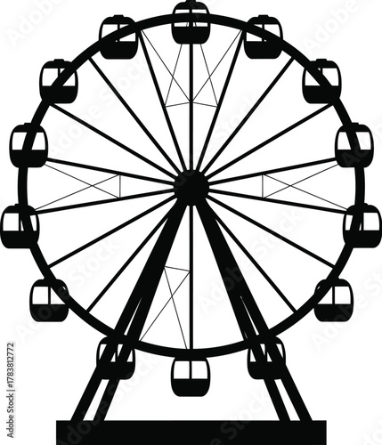 Ferris wheel amusement park ride vector illustration