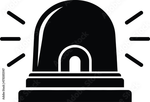 Red emergency warning beacon light silhouette. Flashing blaring alert signal for safety and Security warning siren vector illustration icon