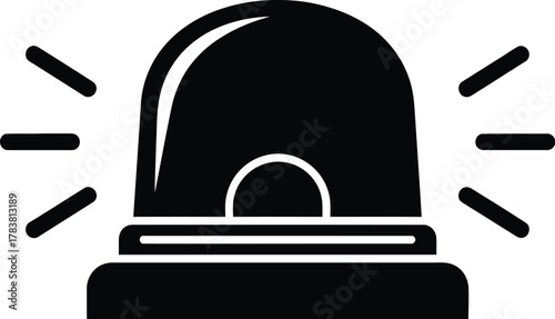 Red emergency warning beacon light silhouette. Flashing blaring alert signal for safety and Security warning siren vector illustration icon