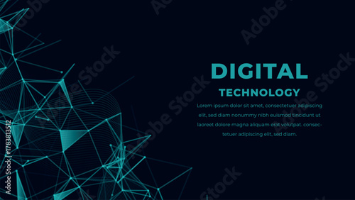 Digital technology network connection. Abstract technology background template. Big data analysis background. Data visualization internet technology