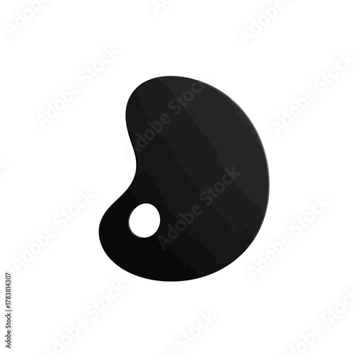 Black artist palette with a hole for the thumb isolated on white background.