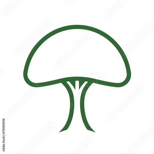 Simple green mushroom outline on white background fungi nature