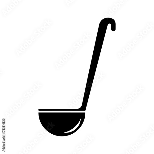 Black Ladle Silhouette for Kitchen Utensil Illustration.