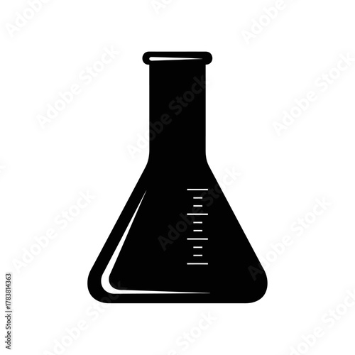 Black silhouette of a laboratory flask for science experiments.