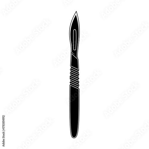 Surgical scalpel instrument isolated on white background for medical use.