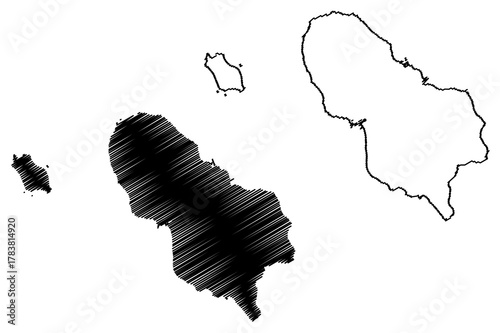 Hachijo-jima island (Japan, East Asia, Japanese archipelago, Izu Islands) map vector illustration, scribble sketch Hachijojima map