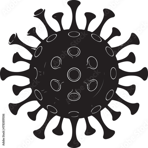 Black Silhouette of a Coronavirus Particle covid19