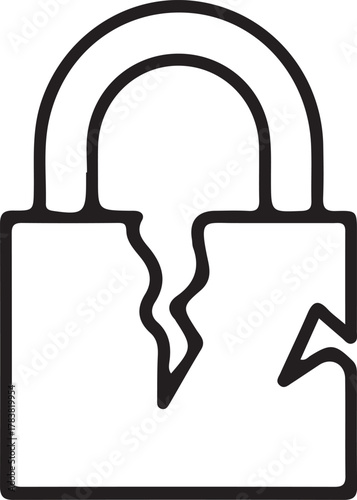 Broken padlock symbol representing security breach or compromised safety