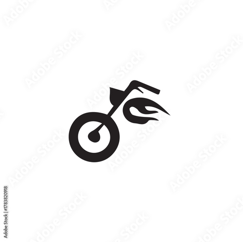 Stylized black silhouette of a motorcycle with flames