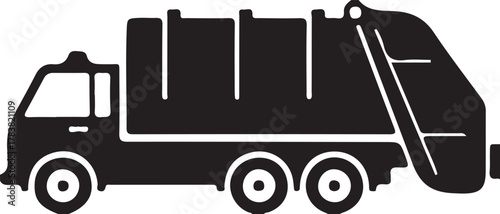 Garbage truck silhouette vector icon for waste management