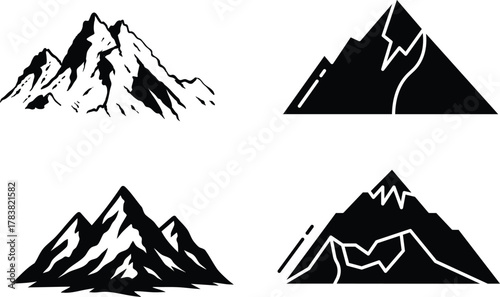 Mountain Peaks Silhouette Vector Isolated Design