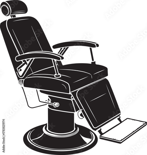 Black and White Barber Chair Illustration salon hairdressing