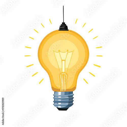 A Bright Idea Illuminates A Classic Incandescent Light Bulb With Glowing Filaments And Radiant Rays Against A White Background Signifying Innovation And Inspiration