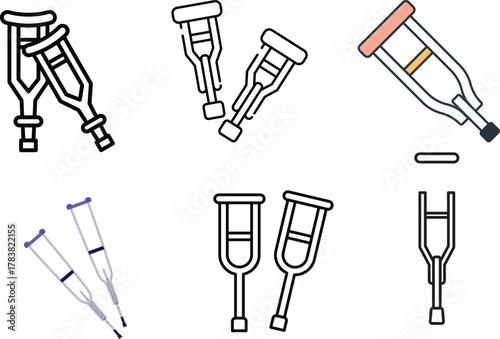 Rehabilitation Support Crutches Flat Icon