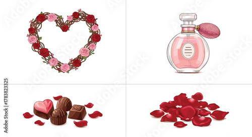 Valentines Day Symbols of Love and Romance, Generative AI.
