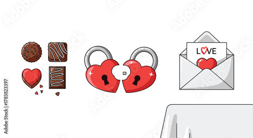 Valentines Day Symbols of Love and Sweetness, Generative AI.