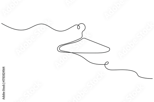Clothes hanger continuous line illustration minimal outline concept