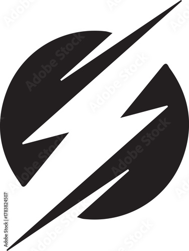 Dynamic lightning bolt symbol in a circular shape energy logo