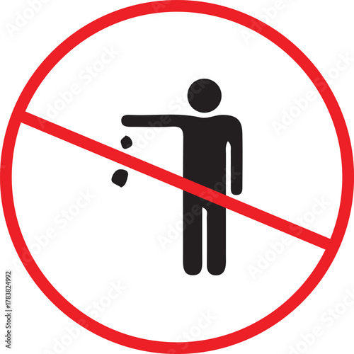 No littering sign with person dropping trash symbol