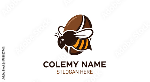 Creative logo design featuring a bee combined with a coffee bean.